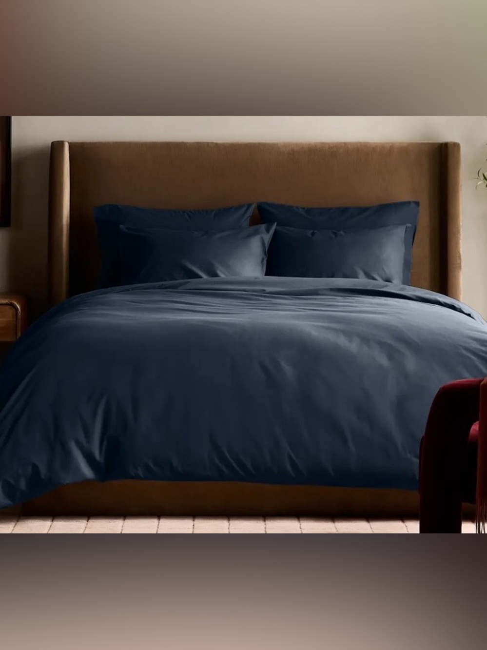 Quince Organic Crisp Percale 3 Piece Duvet Cover Set, King/Cal (Navy)